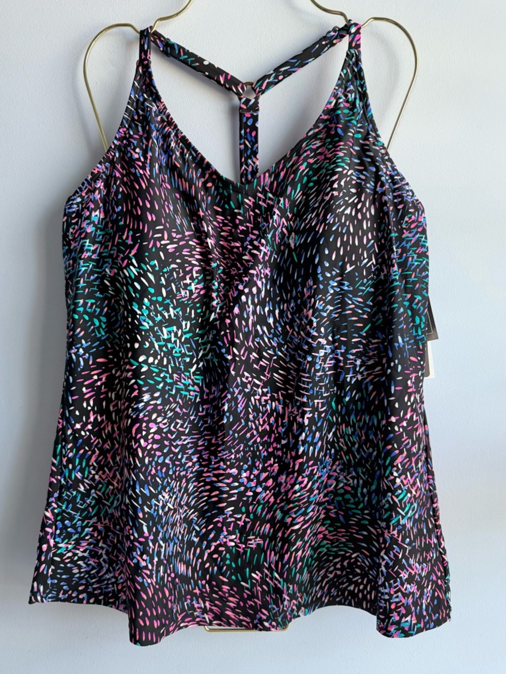 Island Escape Women's Multicolor Printed Underwire Tankini Top Size 8